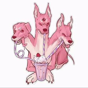 Cartoon Anime Strawberry Cerberus Sticker Waterproof Decal Sticker Pink Dog